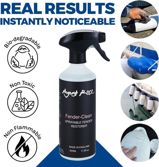 Boat Fender Cleaner - Removes Scuffs, Oxidation & Black Marks from PVC & Vinyl (500ml) - August Race