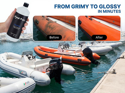 Marine RIB Cleaner - Cleans, Revives & Protects Hypalon and PVC Tubes (1L) - August Race
