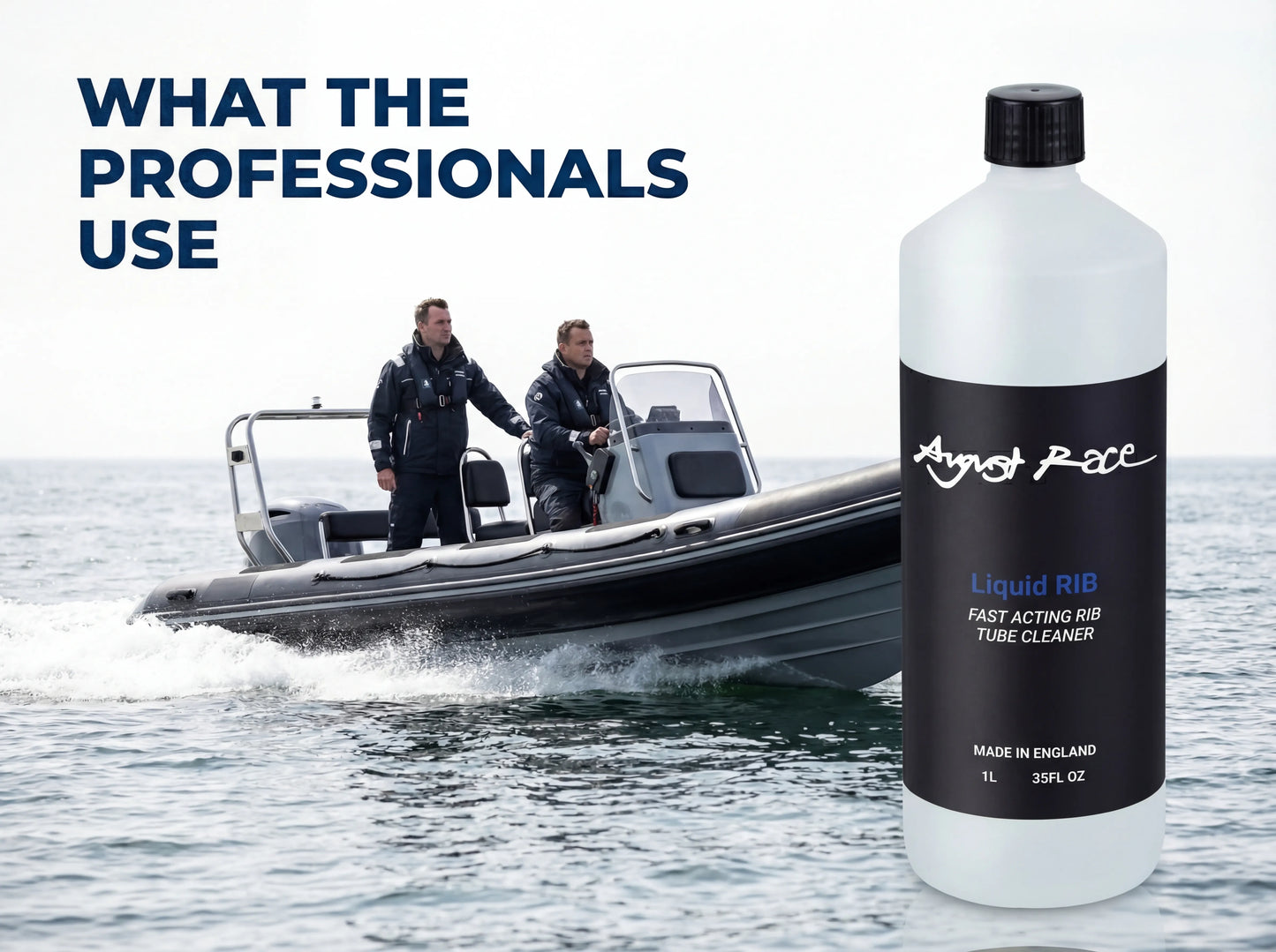 Marine RIB Cleaner - Cleans, Revives & Protects Hypalon and PVC Tubes (1L) - August Race